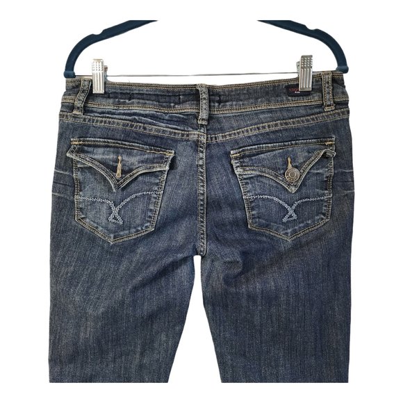 Vigold Skinny Jeans Women's Size 7 Low Rise Faded Whiskered Slub Denim Y2K - Picture 3 of 11